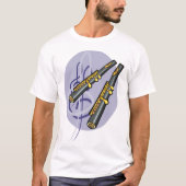 優雅なフルート二重奏音楽楽器 Tシャツ (正面)