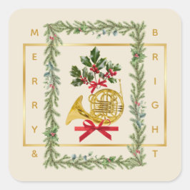 優雅なフレンチホルンのクリスマス アイリッシュクリーム スクエアシール