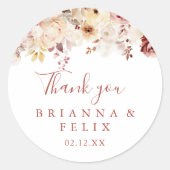 優雅なフローラサンキューユー結婚式の引き出物 ラウンドシール (正面)