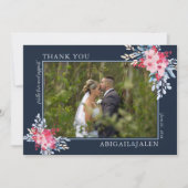 優雅なフローラピンクと埃っぽいブルー結婚ズ サンキューカード (正面)