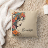 優雅なフローラポートレート名前をカスタムする装飾用クッション クッション (ブランケット)