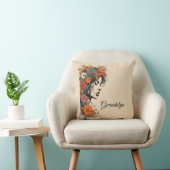 優雅なフローラポートレート名前をカスタムする装飾用クッション クッション (椅子)