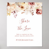 優雅なフローラ共有ラブハッシュタグサイン ポスター (正面)