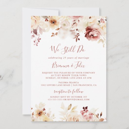 優雅なフローラ我々はまだ誓いを更新する 招待状 (正面)