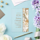優雅なブラウンの水彩花柄 60歳の誕生日 アクリル招待状 (インサイチュ (ウェディング))