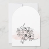優雅なブラックラインの花を添えた水彩フラッシュアーチ 招待状 (裏面)