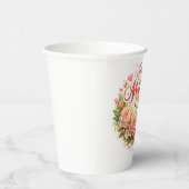 優雅なブルーの花輪とともにハッピーマザーズデー 紙コップ (右)