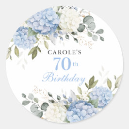 優雅なブルーアジサイの花　70歳の誕生日パーティー ラウンドシール