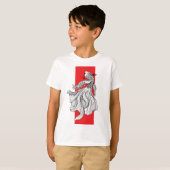 優雅なベタの魚の線画 - 日本のミニマリスト Tシャツ (正面フル)