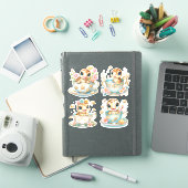 優雅なベビータートル in ティーカップ - 花柄デザイン シール (iPadカバー)