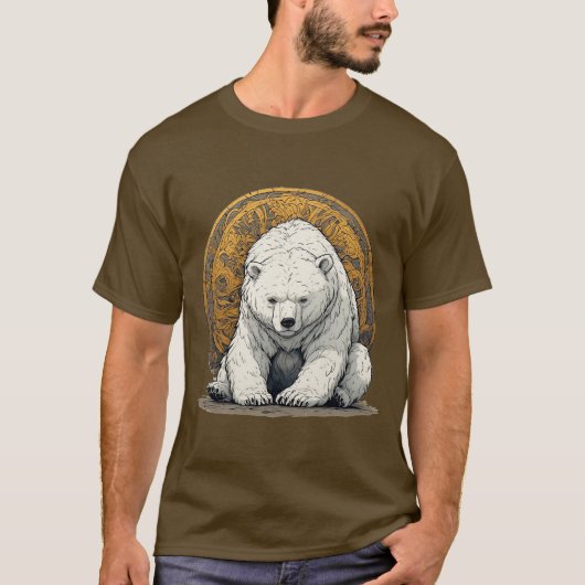 優雅なホッキョクグマのイラスト Tシャツ (正面)