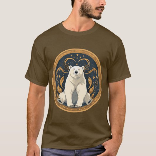 優雅なホッキョクグマのイラスト Tシャツ (正面)