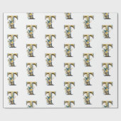 優雅なボヘミアンフラワーレターT ラッピングペーパー (フラット)