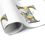 優雅なボヘミアンフラワーレターT ラッピングペーパー (ロールコーナー)