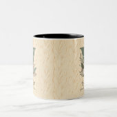 優雅なボホシックフローラモノグラムマグスミレ ツートーンマグカップ (中央)