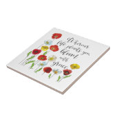 優雅なポピーの花を持つ開花 タイル (側面)