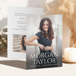 優雅なミニマル名前の写真のグラード発表 招待状