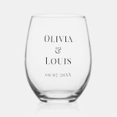 優雅なミニマル結モダンパーソナライズされた婚 ステムなしワイングラス (正面)