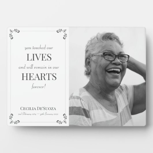 優雅なメモリアル カスタム写真 白い追悼 フォトプラーク (正面)