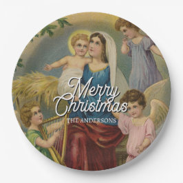 優雅なメリークリスマス降誕のデザイン ペーパープレート