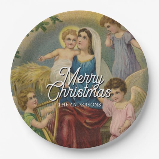 優雅なメリークリスマス降誕のデザイン ペーパープレート (正面)