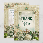 優雅なモス＆ムーンライト ヴィンテージ ラッセル ありがとうカード サンキューカード (正面/裏面)