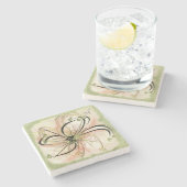 優雅なモノグラムのファンタジーフラワーマーブルコースター ストーンコースター (横)