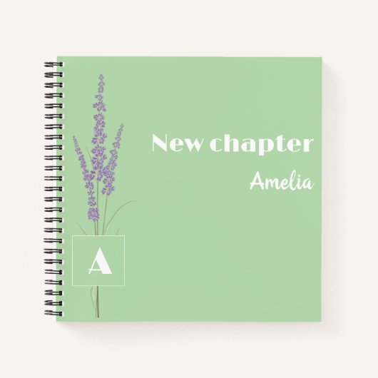 優雅なモノグラムの退職名淡緑色 ノートブック (正面)