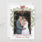 優雅なヤドリギ 初めてのクリスマス 結婚記念 写真 シーズンカード (正面)