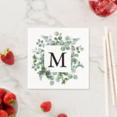 優雅なユーカリグリーンの結婚式用紙 スタンダードカクテルナプキン (インサイチュ)