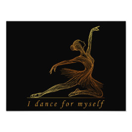 優雅なラインアートバレリーナ – 私は自分自身のために踊る フォトプリント           