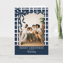 優雅なリボンとチェック柄のフォトクリスマス