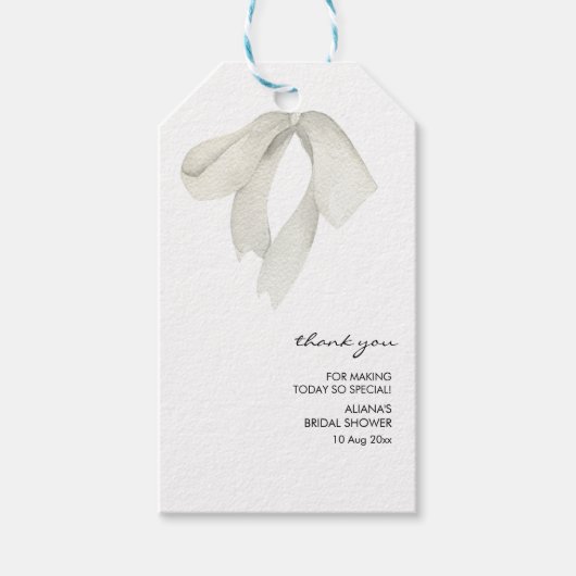 優雅なリボン 彼女は結婚する ブライダルシャワーのお祝い ギフトタグ (正面)