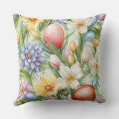 優雅なリンゴの花、チューリップ、イースターエッグ アウトドアクッション (裏面)