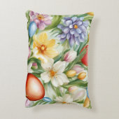 優雅なリンゴの花、チューリップ、イースターエッグ アクセントクッション (裏面(縦))