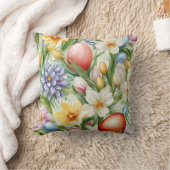 優雅なリンゴの花、チューリップ、イースターエッグ クッション (ブランケット)