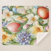 優雅なリンゴの花、チューリップ、イースターエッグ シェルパブランケット (正面(横))