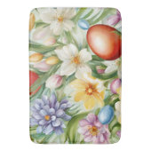 優雅なリンゴの花、チューリップ、イースターエッグ バスマット (正面縦)