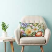 優雅なリンゴの花、チューリップ、イースターエッグ ランバークッション (椅子)