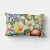 優雅なリンゴの花、チューリップ、イースターエッグ ランバークッション (裏面)