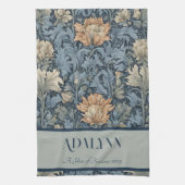 優雅なレトロ花母への定年プレゼント キッチンタオル (縦)