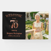 優雅なローズゴールドの70歳の誕生日パーティーウェルカム 横断幕 (横)