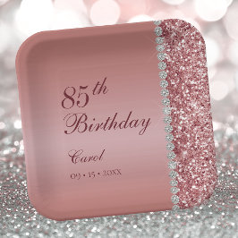 優雅なローズゴールド85歳の誕生日 ペーパープレート