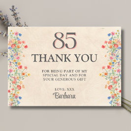 優雅なワイルドフラワー 85歳の誕生日おめでとうございます サンキューカード