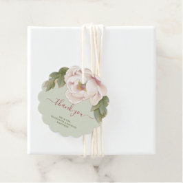 優雅なワインレッドとソフトピンクの芍薬の花のウェディング御礼 フェイバータグ