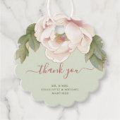 優雅なワインレッドとソフトピンクの芍薬の花のウェディング御礼 フェイバータグ (正面)