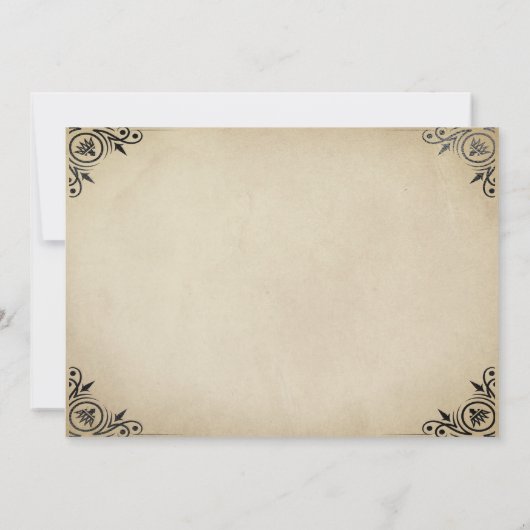 優雅なヴィンテージ結婚式のオフホワイトの羊皮紙 セーブザデート (裏面)