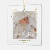 優雅な両面マイペーストクリスマス赤ちゃんの写真C セラミックオーナメント (左)