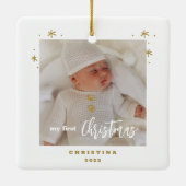 優雅な両面マイペーストクリスマス赤ちゃんの写真C セラミックオーナメント (裏面)