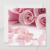 優雅な人気がある結婚式招待状ピンクの花 招待状 (正面)